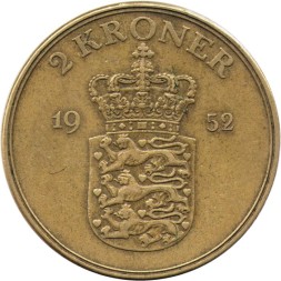 Дания 2 кроны 1952 год - Король Фредерик IX