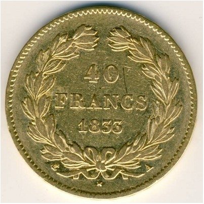 Франция 40 франков 1833 год