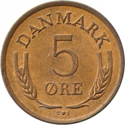 Дания 5 эре 1960 год