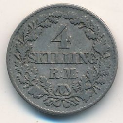 Дания 4 скиллинга ригсмонт 1856 год
