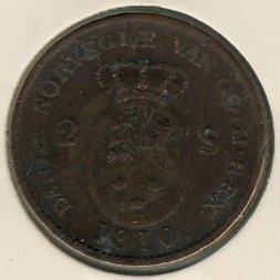 Дания 2 скиллинга 1810 год