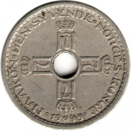 Норвегия 1 крона 1940 год - Король Хокон VII