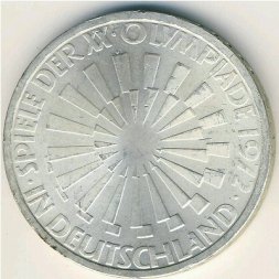 ФРГ 10 марок 1972 год - Эмблема "In Deutschland" (J)