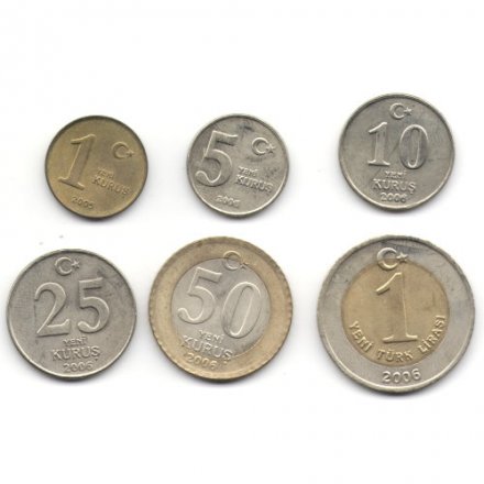 Набор из 6 монет Турция 2005-2006 год