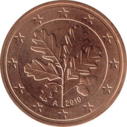 Германия 5 евроцентов 2010 год (A)