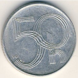 Монета Чехия 50 гелеров 1995 год