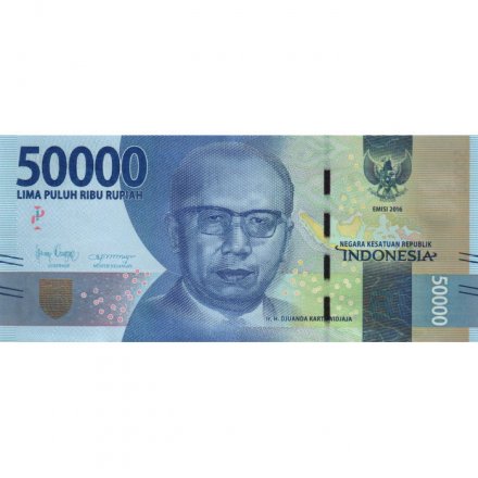 Индонезия 50000 рупий 2016 год (выпуск 2020 год) - Национальные герои. Джуанда Картавиджайя UNC