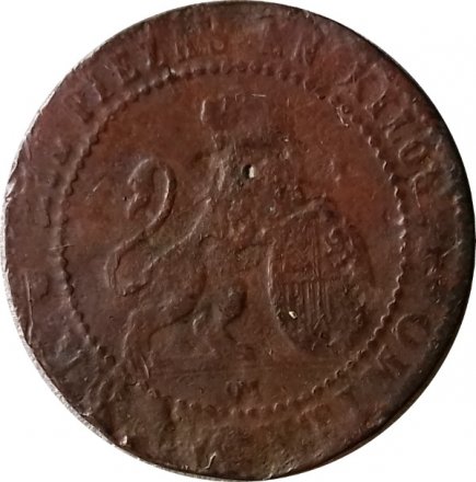 Испания 1 сентимо 1870 год