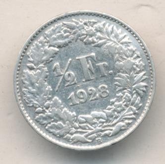 Швейцария 1/2 франка 1928 год