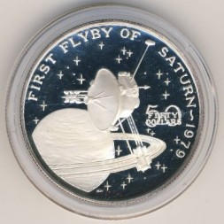 Монета Маршалловы острова 50 долларов 1989 год - Первый облёт Сатурна