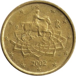 Италия 50 евроцентов 2002 год