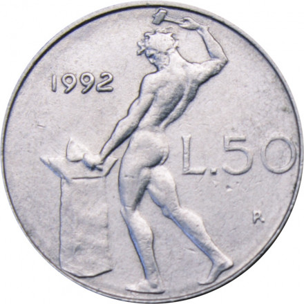 Италия 50 лир 1992 год - Вулкан
