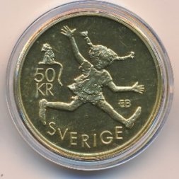 Швеция 50 крон 2002 год - Астрид Линдгрен. Пеппи Длинный чулок