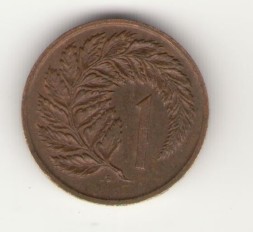Новая Зеландия 1 цент 1975 год - Лист папоротника