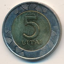Литва 5 лит 1998 год