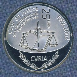 Люксембург 25 евро 2002 год - 50 лет суду по правам человека. Европейский суд