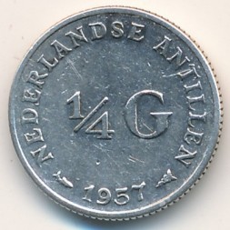 Монета Антильские острова 1/4 гульдена 1957 год
