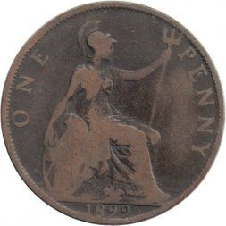 Великобритания 1 пенни 1899 год (бронза, коричневый цвет)