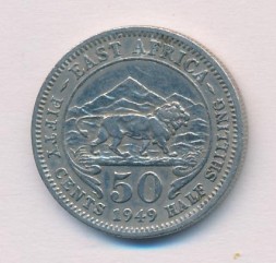 Монета Восточная Африка 50 центов 1949 год
