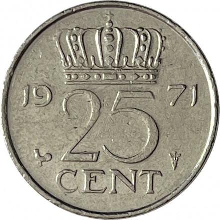 Нидерланды 25 центов 1971 год