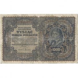 Польша 1000 польских марок 1919 год - Немецкая оккупация - G (надрывы, склейка)