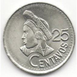 Монета Гватемала 25 сентаво 1994 год