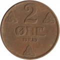 Норвегия 2 эре 1939 год - Король Хокон VII