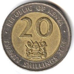 Монета Кения 20 шиллингов 2009 год