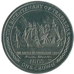 Остров Мэн 1 крона 2005 год - Трафальгарская Битва 1805