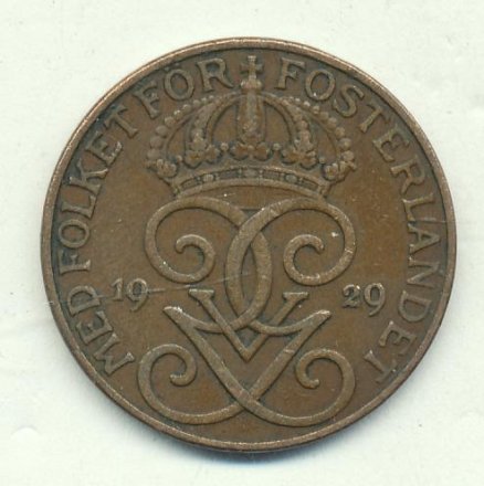 Швеция 5 эре 1929 год - Король Густав V