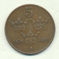 Швеция 5 эре 1929 год - Король Густав V