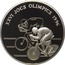 Монета Андорра 10 динеров 1994 год - XXVI летние Олимпийские Игры, Атланта 1996 - Велоспорт
