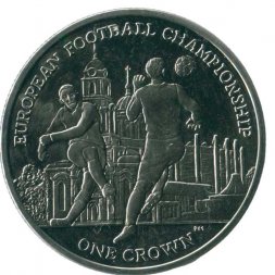 Остров Мэн 1 крона 2012 год - Чемпионат Европы по футболу 2012, Польша-Украина /мяч вверху справа/