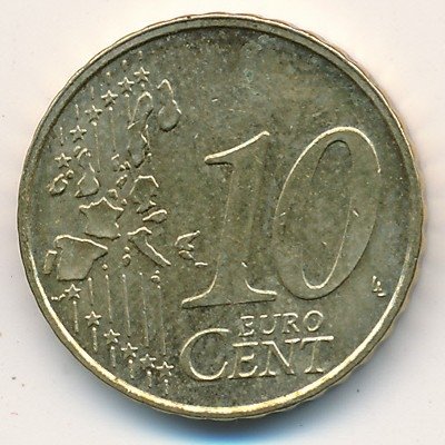 Бельгия 10 евроцентов 2001 год