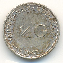 Монета Кюрасао 1/4 гульдена 1947 год