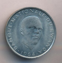 Монета Руанда 10 франков 1964 год - Грегуар Кайибанда
