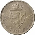Норвегия 50 эре 1922 год (форма: круг без отверстия)