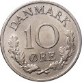 Дания 10 эре 1960 год - Фредерик IX (новый тип)