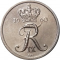 Дания 10 эре 1960 год - Фредерик IX (новый тип)