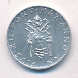 Ватикан 1 лира 1958 год