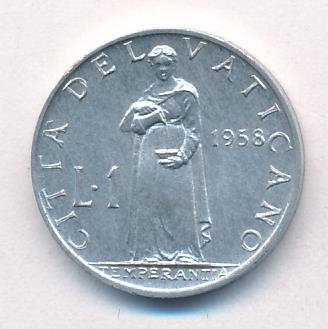 Ватикан 1 лира 1958 год