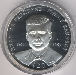 Монета Либерия 20 долларов 2000 год - Джон Кеннеди