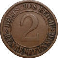 Веймарская республика 2 рентенпфеннига 1924 год (J)