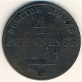 Пруссия 4 пфеннинга 1861 год