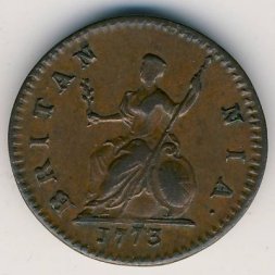 Великобритания 1 фартинг 1773 год