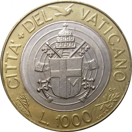 Ватикан 1000 лир 1998 год - Папа Иоанн Павел II
