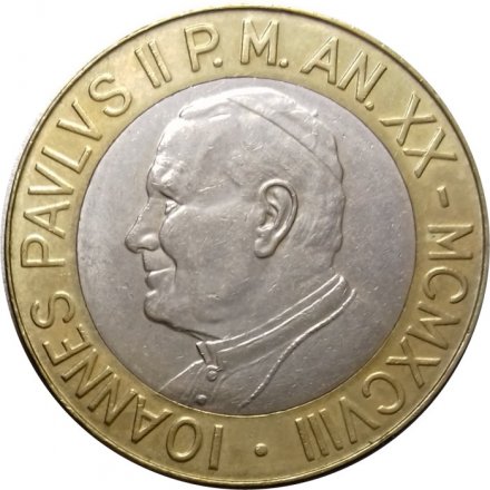 Ватикан 1000 лир 1998 год - Папа Иоанн Павел II