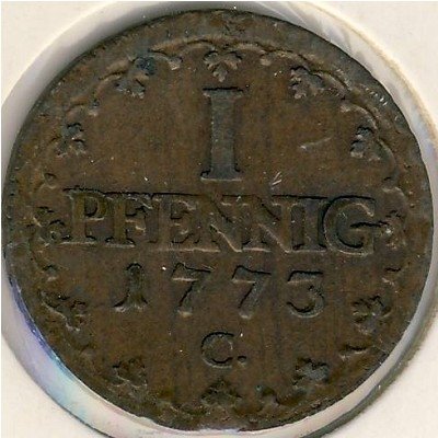 Саксония 1 пфенниг 1773 год
