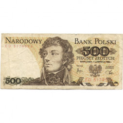 Польша 500 злотых 1982 год - Тадеуш Костюшко. Флаг - F