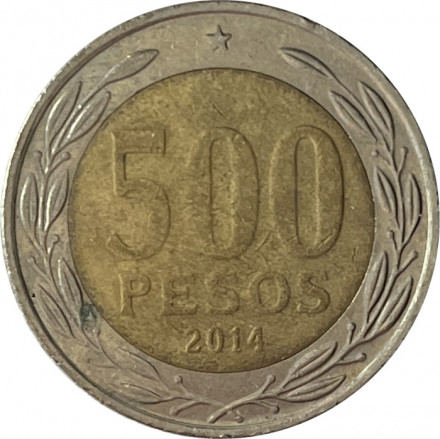 Чили 500 песо 2014 год